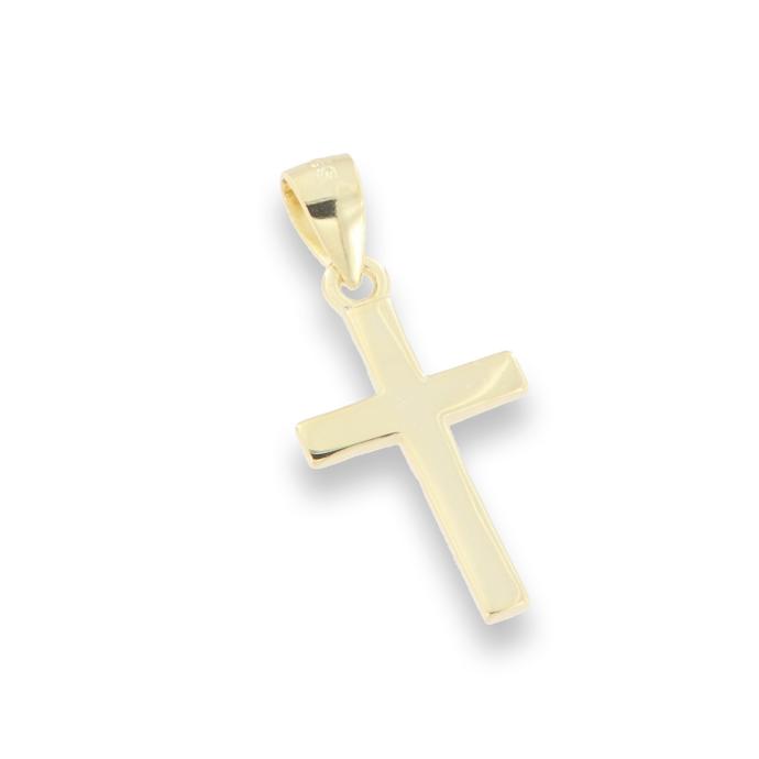Croix lisse - Ag 925‰ Plaqué Or 3μm (11x17mm)