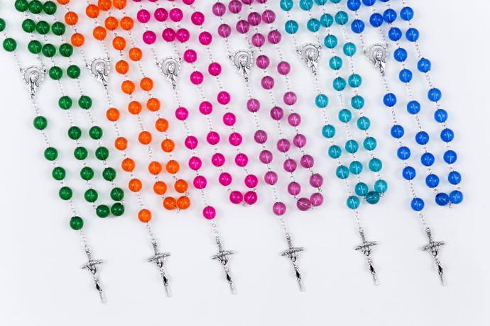 Rozenkrans - plastiek/ketting - roze (⌀ 8mm)
