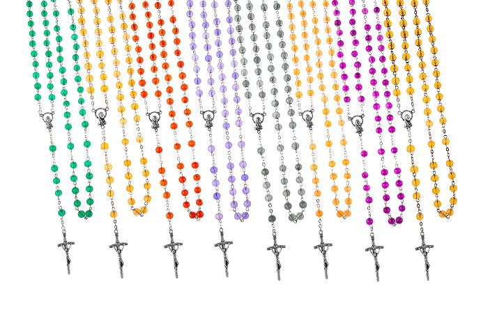 Rozenkrans - glas/ketting - paars (⌀6mm)