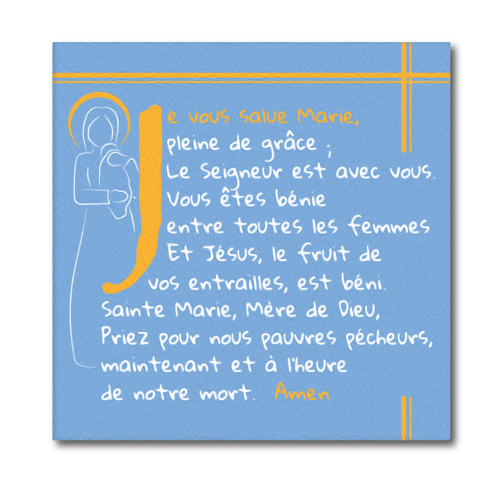 CADRE JE VOUS SALUE MARIE 20*20 CM MIXPIX