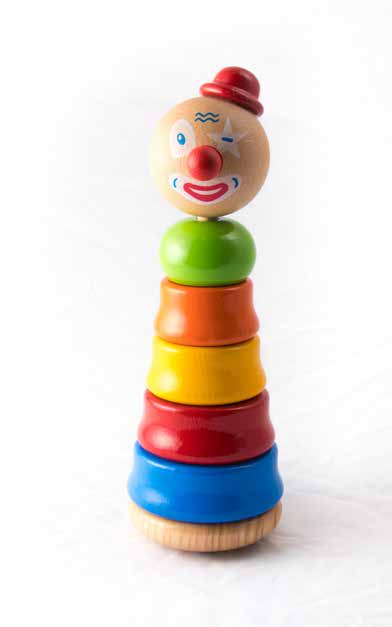 JOUET EN BOIS DU JURAS EMPILABLE CLOWN H 25,5 CM