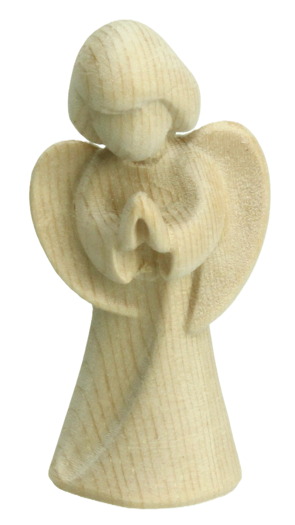 Paradijsengel biddend - houtsnijwerk - 5cm - natur