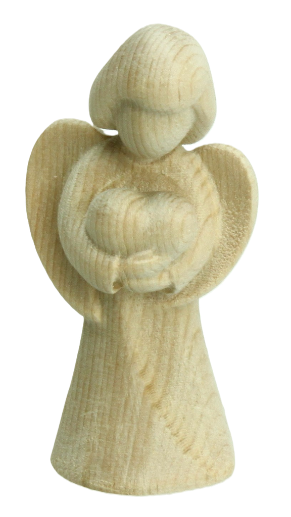 Paradijsengel met hart - houtsnijwerk - 5cm - natur