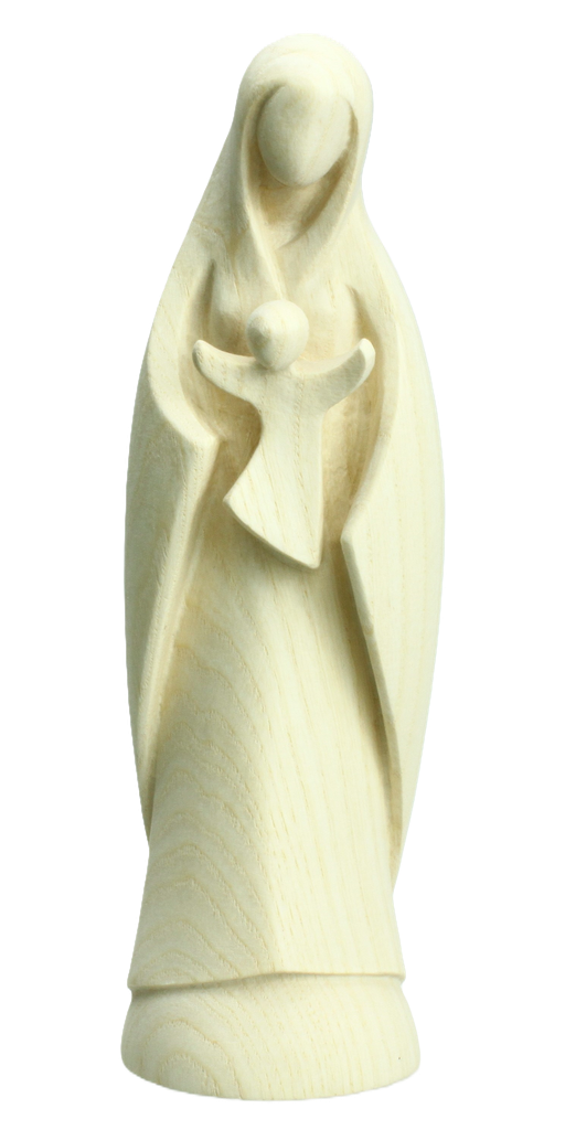 Beeld OLVrouw met kind/modern - houtsnijwerk - natuur (20cm) 