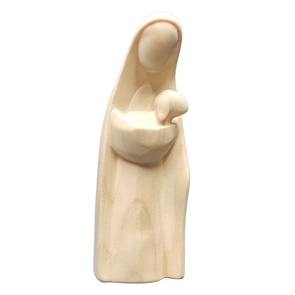 Berger avec agneau  "Zirbe"-collection - H 12cm - bois sculpté/naturel