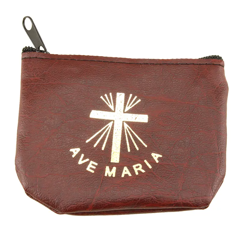 Rozenkranstäsche Leder - Bordeaux - Ave Maria (90x70mm)