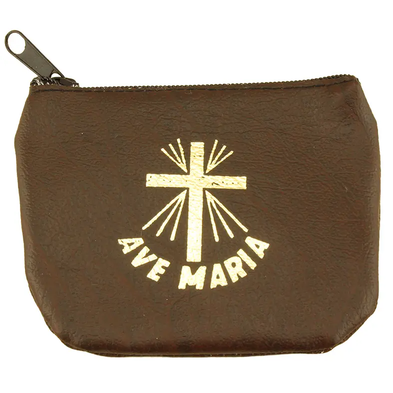 Rozenkranstäsche - Leder/Braun - Ave Maria (90x70mm)