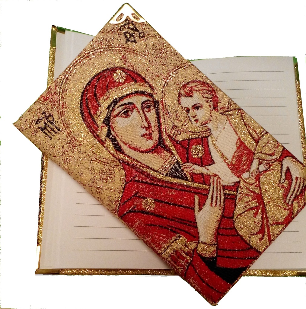 Cahier textile - Icône Vierge/enfant + Christ