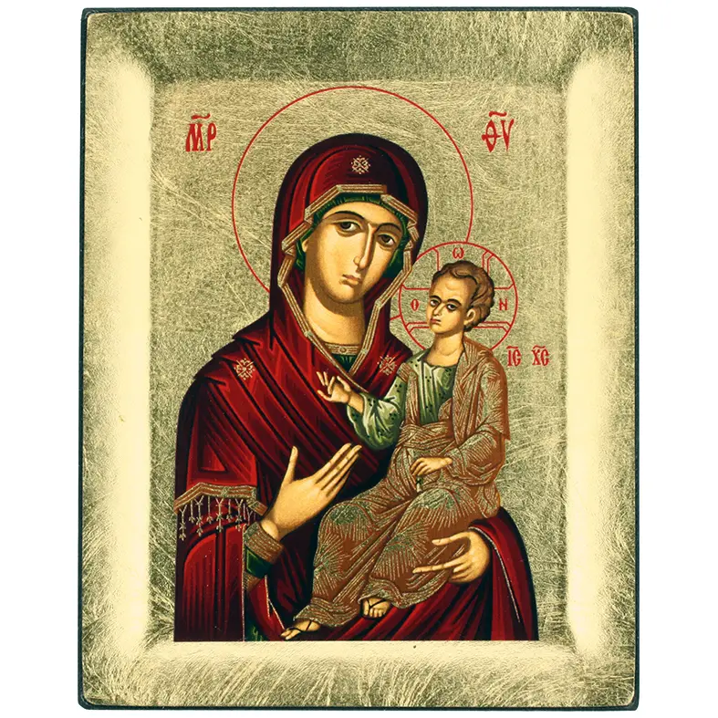 Icône sériegraphie/bord - Vierge et enfant (100x125mm)