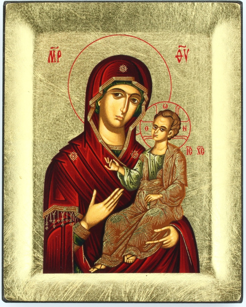 Ikoon zeefdruk/slagmetaal - OLV met Kind (100x125mm)