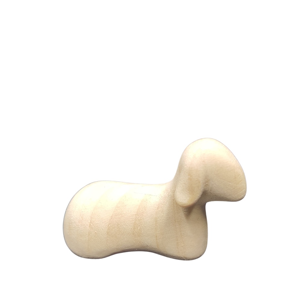 Mouton couché  "Zirbe" collection - H 12cm - bois sculpté/naturel