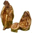 Ste Famille/Groupe Sonia - 4-pièces - H 15cm - bois sculpté/feuille d'or+peinte à la main - PIECE UNIQUE