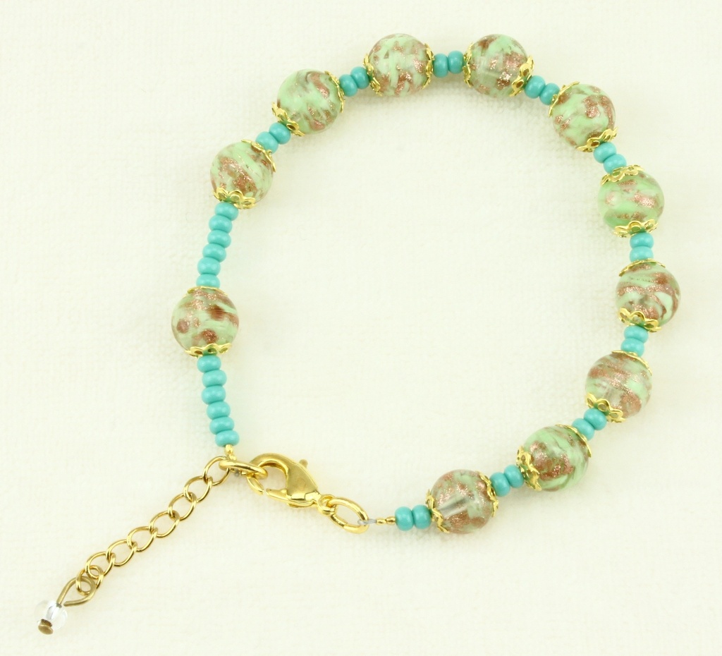 Bracelet/dizainier en verre Vénitienne - vert (Ø8mm)