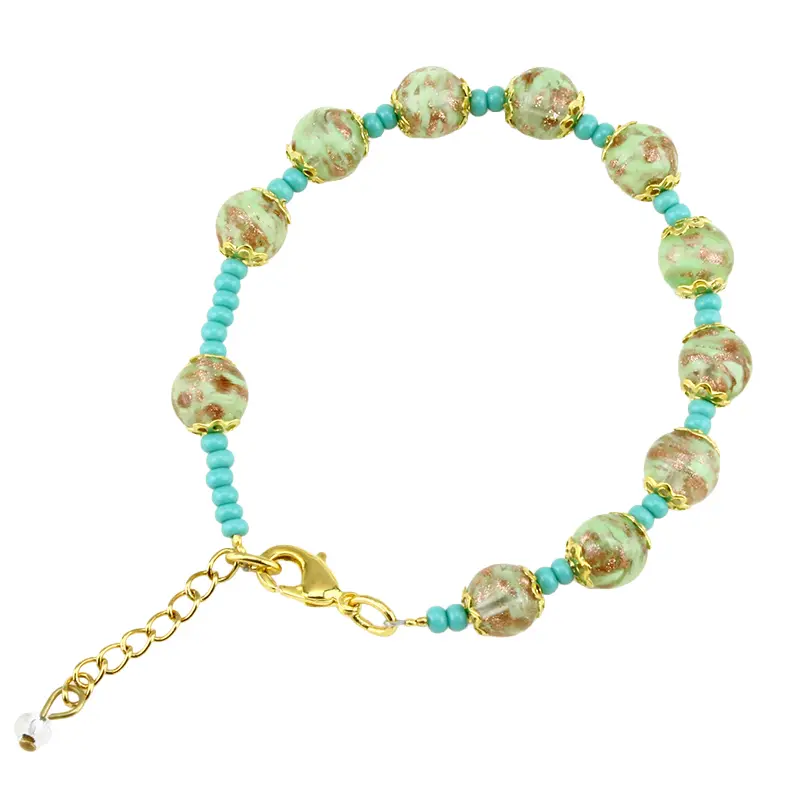 Kettingarmband/Tientje uit Venetiaansglas - groen (Ø8mm)
