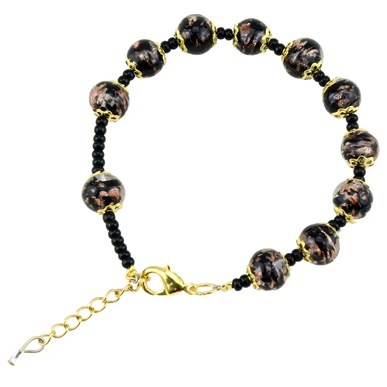 Bracelet/dizainier en verre Vénitienne - noir (Ø8mm)