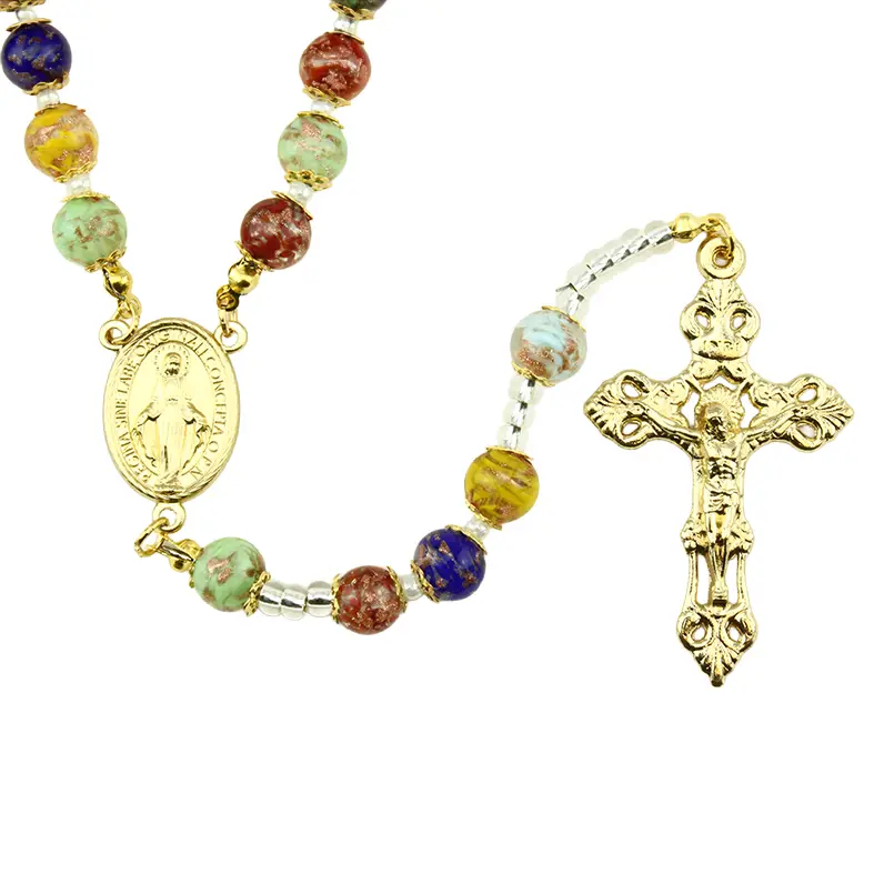 Rosary - Venizian Mosaïc in box - multi-color (⌀9mm)
