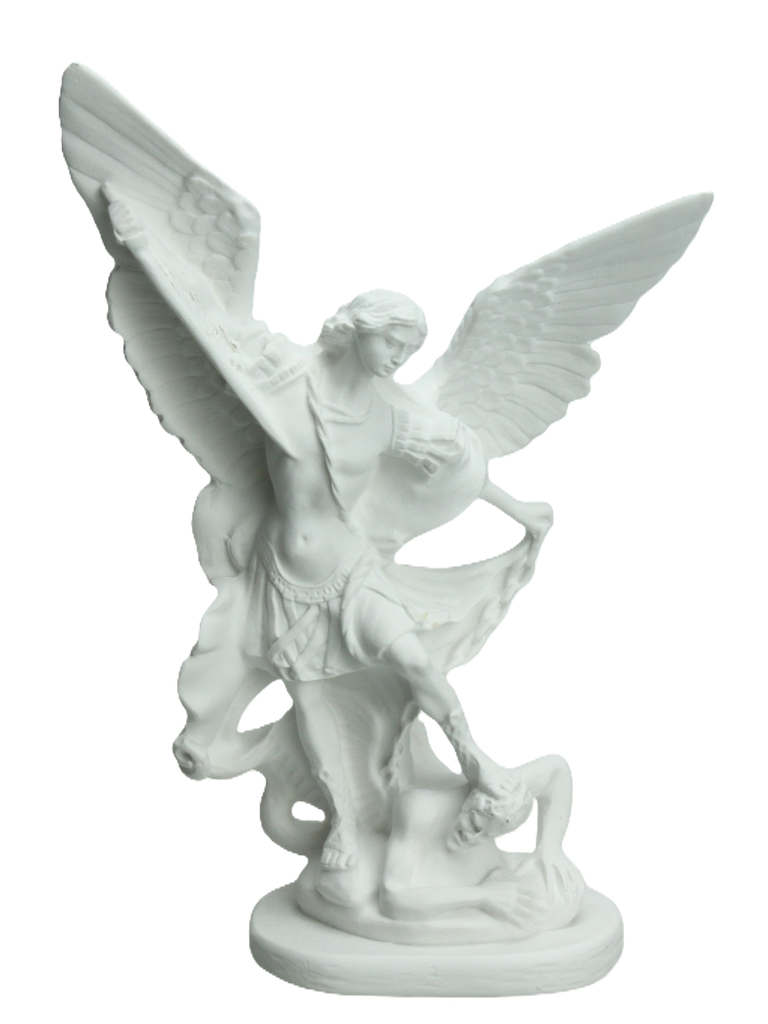 Statue Hl. Michael - Kuntharz/weiss - 9cm