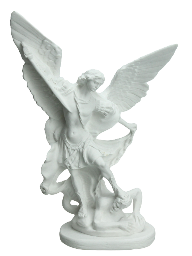 Statue Hl. Michael - Kuntharz/weiss - 12cm