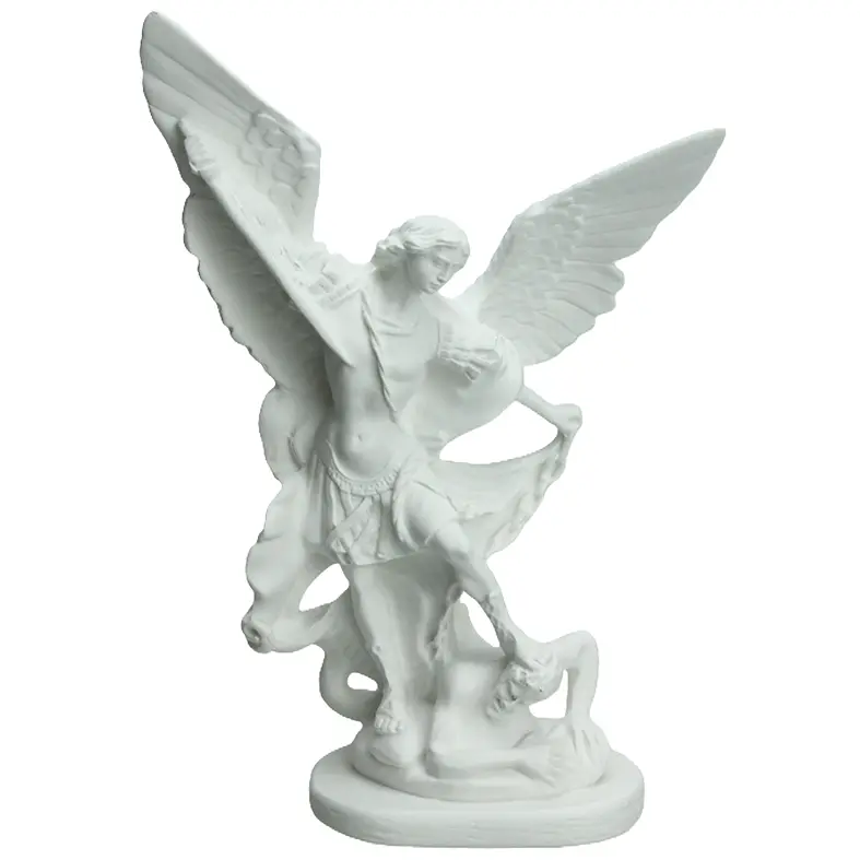 Statue St Michel - résine/blanche - 20cm
