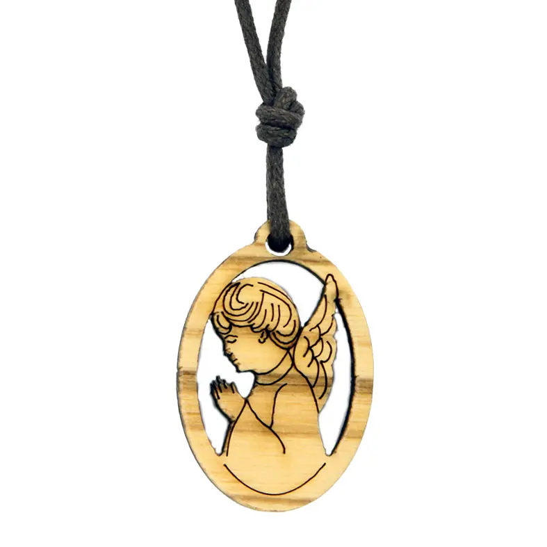 Anhänger Engel auf Kordel - Olivenholz (25x16mm)