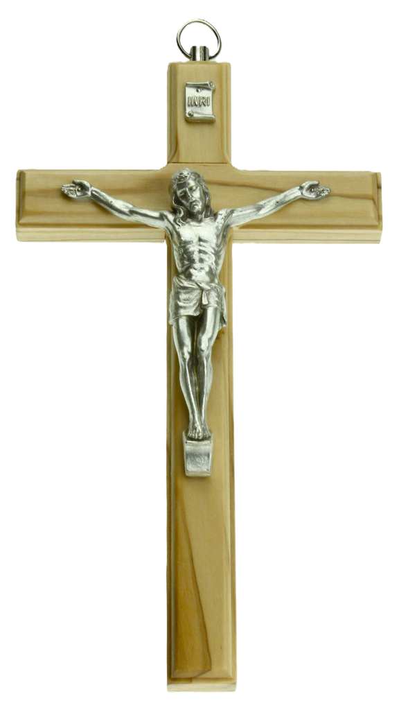 Wandkreuz mit Korper - Olivenholz (90x160mm)