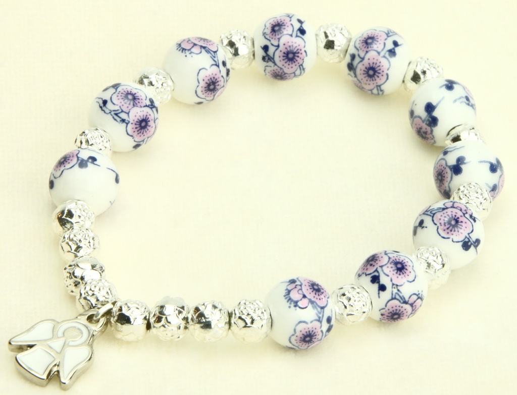 Armband/Mini-rozenkranz/Elastisch - porcelan/sortiert - 10mm/Engel