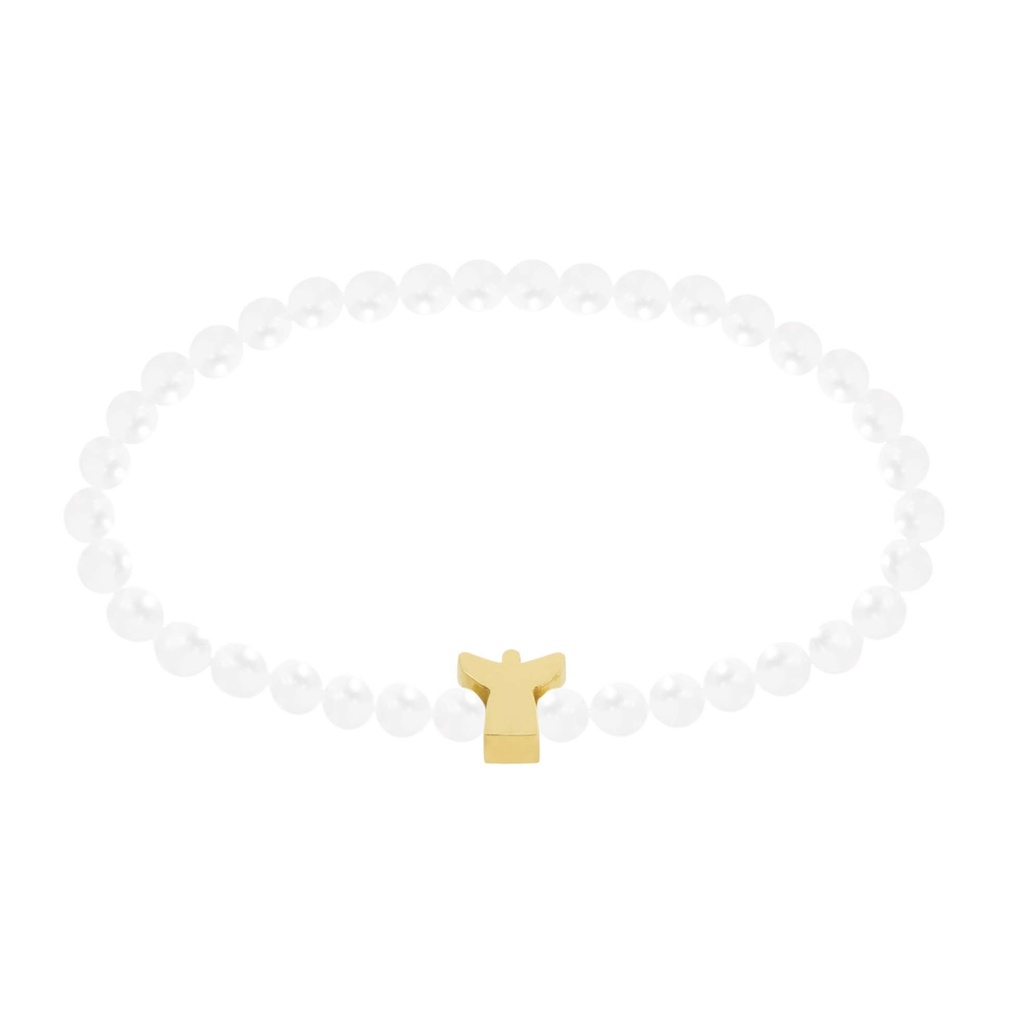 Armbandje parelmoer - "New Wonderful Moments"- Collection"  - Engel plaque goud
