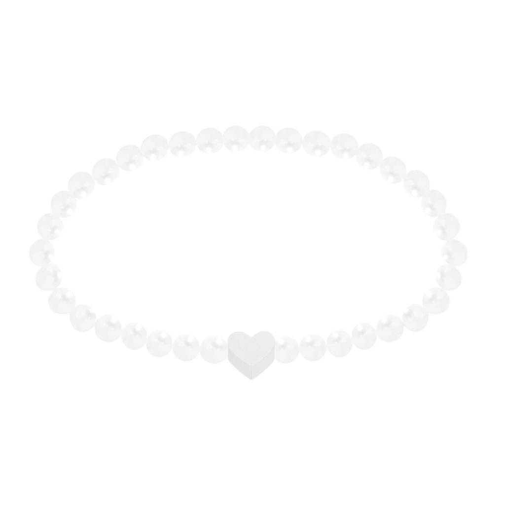 Bracelet nacre - "New Wonderful Moments"- Collection"  - Coeur argenté