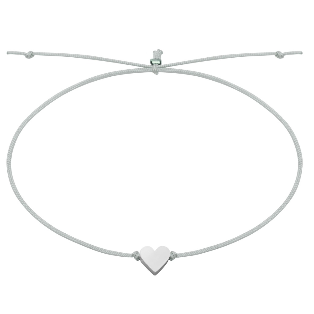 Armbandje/koordje - "Good wishes"- Collection"  - Hart verzilverd