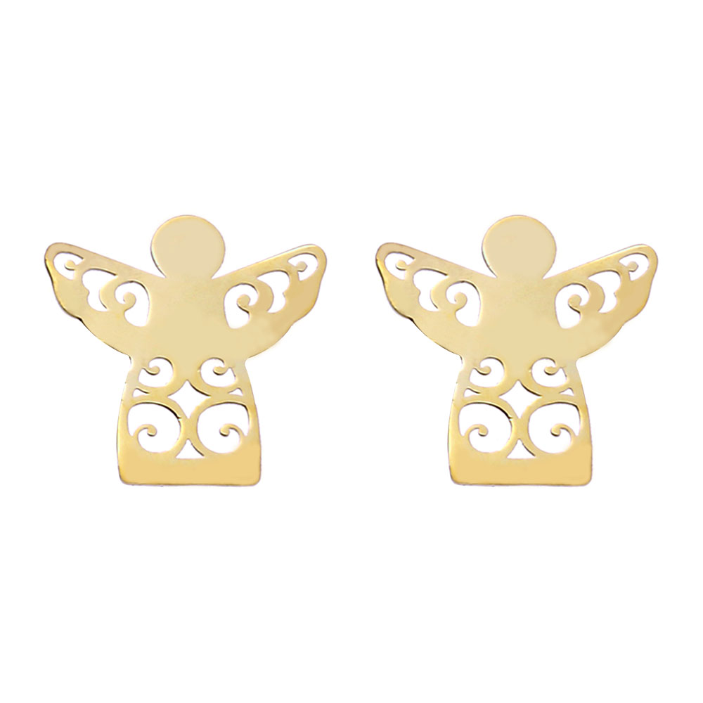 Oorbellen plaque goud - "Classic- Collection"  - Engel
