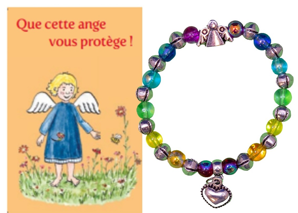 Bracelet/elastic - pink - Gardien angel/french