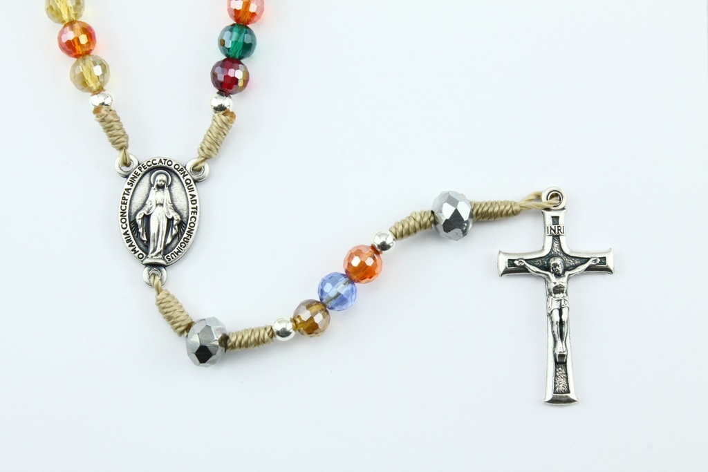 Rosenkranz auf Kordel/Verschluss - Kristal/multifarbig (⌀6mm)