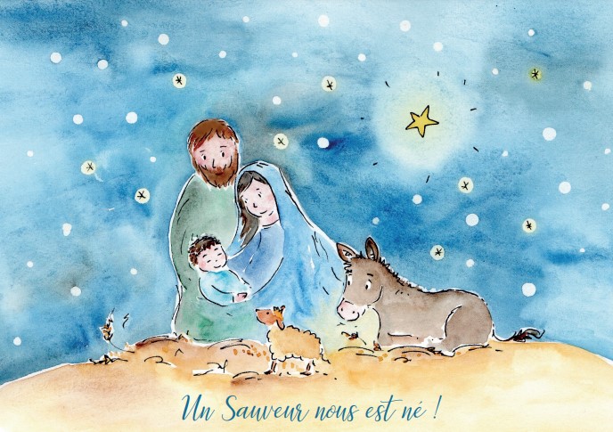 Carte simple Noël - 10,5x15cm - Un Sauveur nous est né Lc 2:11
