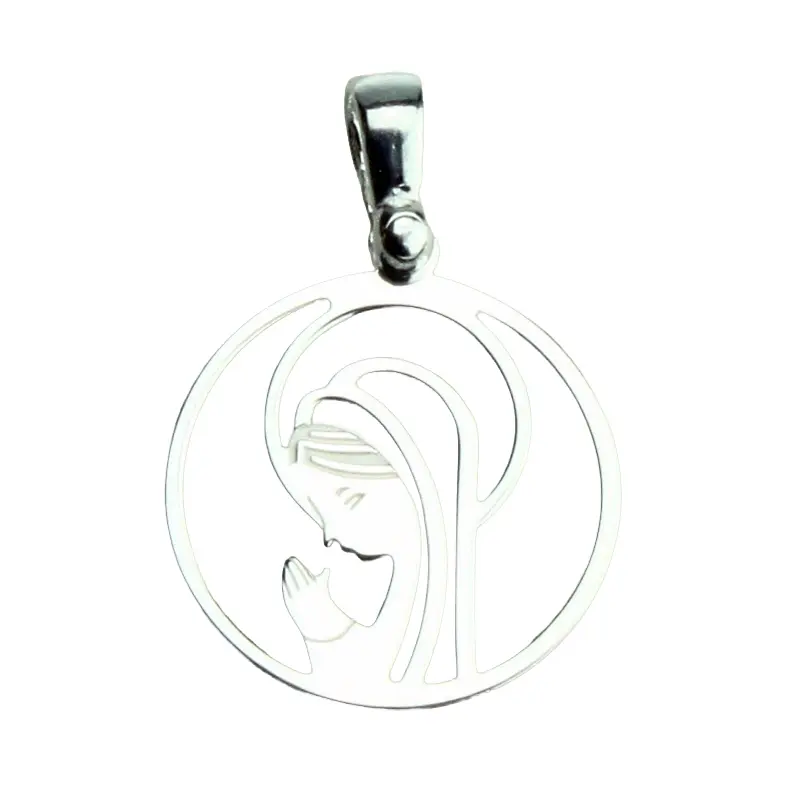 Pendentif Vierge priante (découpé) - argenté 925% (16mm)