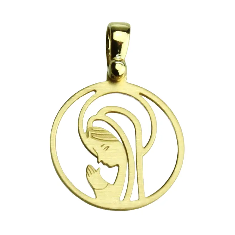 Hangertje OLVrouw biddend - zilver 925‰ verguld 3µm (Ø16mm)