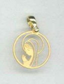 Praying Virgin Pendant (cut-out) - silver 925‰ gold-plated - 3μm (Ø16mm)