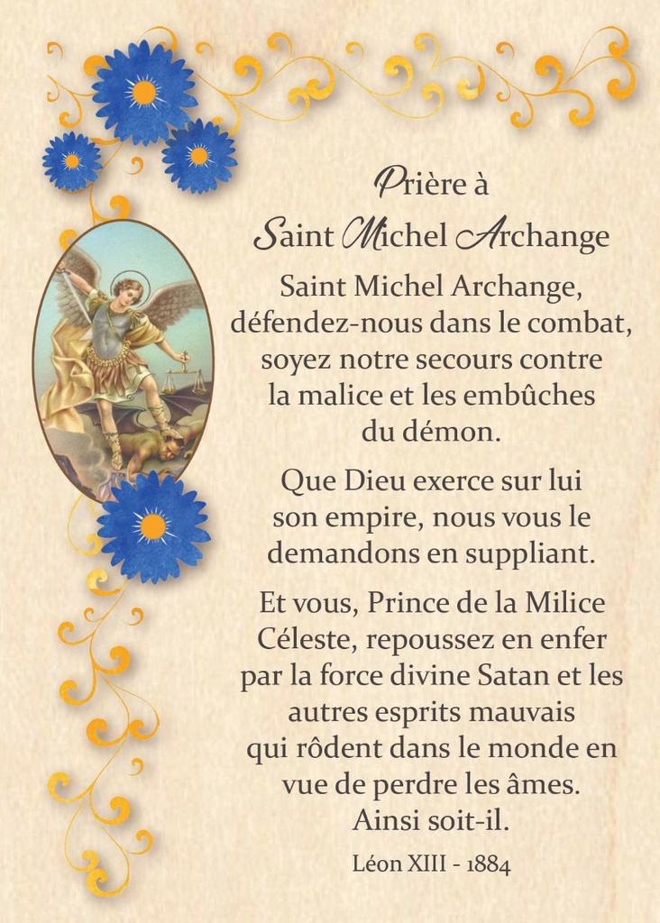 Magnet -55x80mm -  St Michel + prière FR