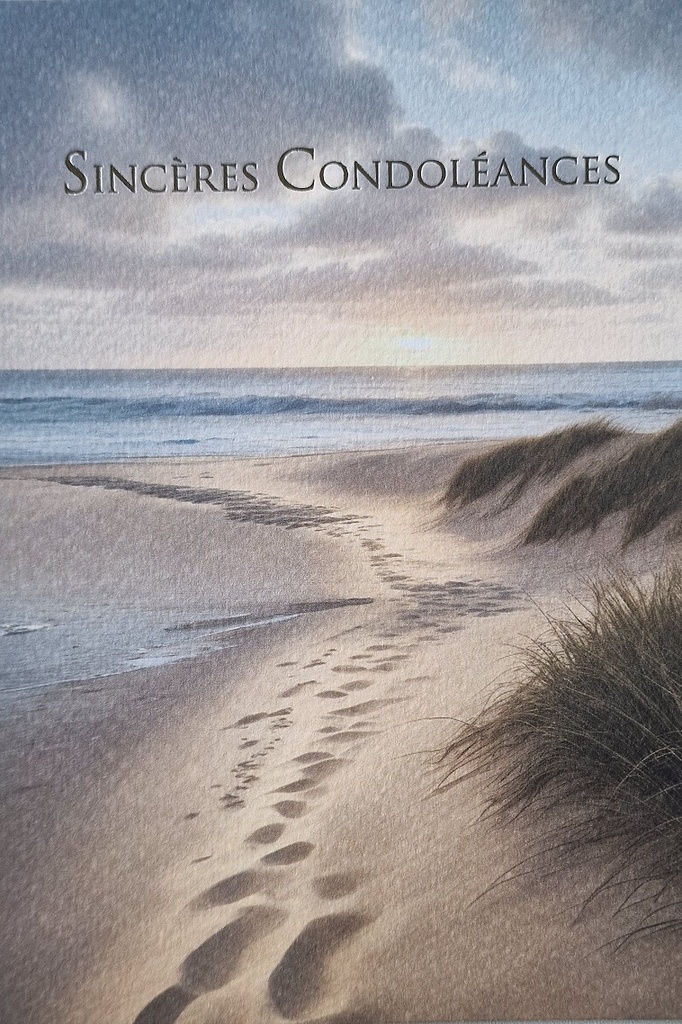 Dubbelkaart/omslag in cello - 12x17cm - Sincères Condoléances