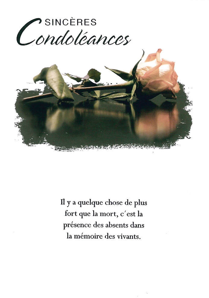 Doppelkarte/Umschlag in Cello - 12x17cm - Sincères Condoléances, il y a...