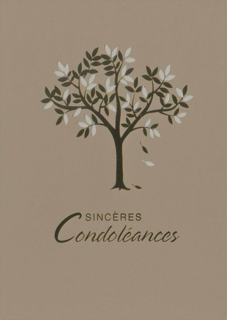 Wenskaart Sincères condoléances/laser - 12x17cm/cello+omslag