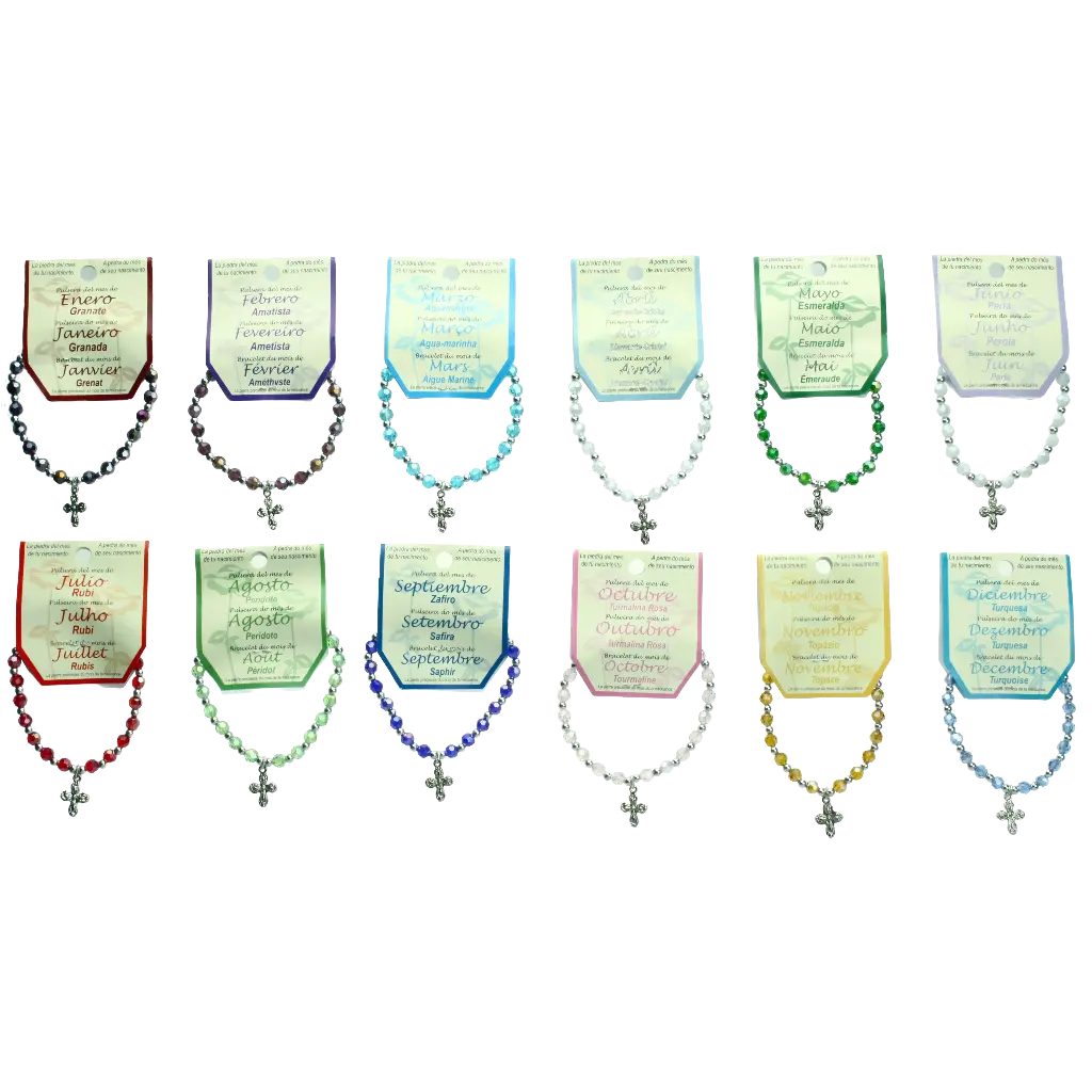 12x12 Bracelets 'Mois' - imitation cristal SANS DISPLAY