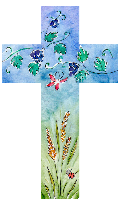 Kruisbeeld hout - Vlinder/Druiven/Kever (90x150mm)