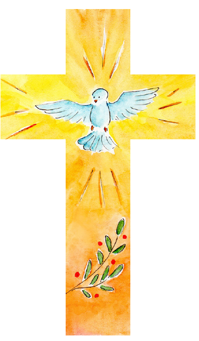 Kruisbeeld hout - Duif/Palm (90x150mm)