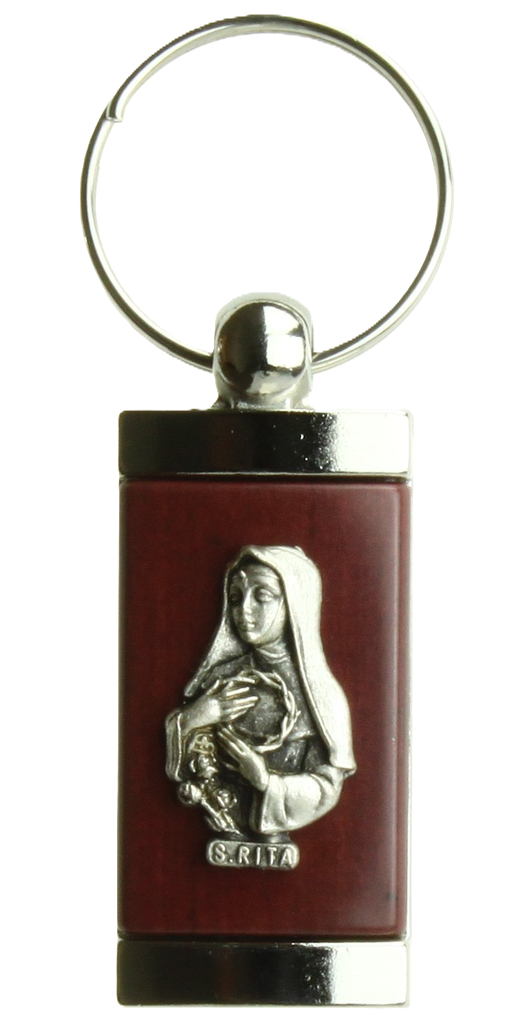 Sleutelhanger H. Rita - metaal/hout (58x24mm)