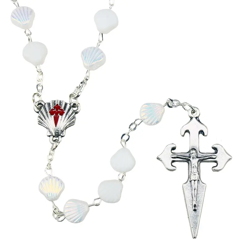 Rozenkrans glas/Schelp St Jacques (⌀ 9mm)