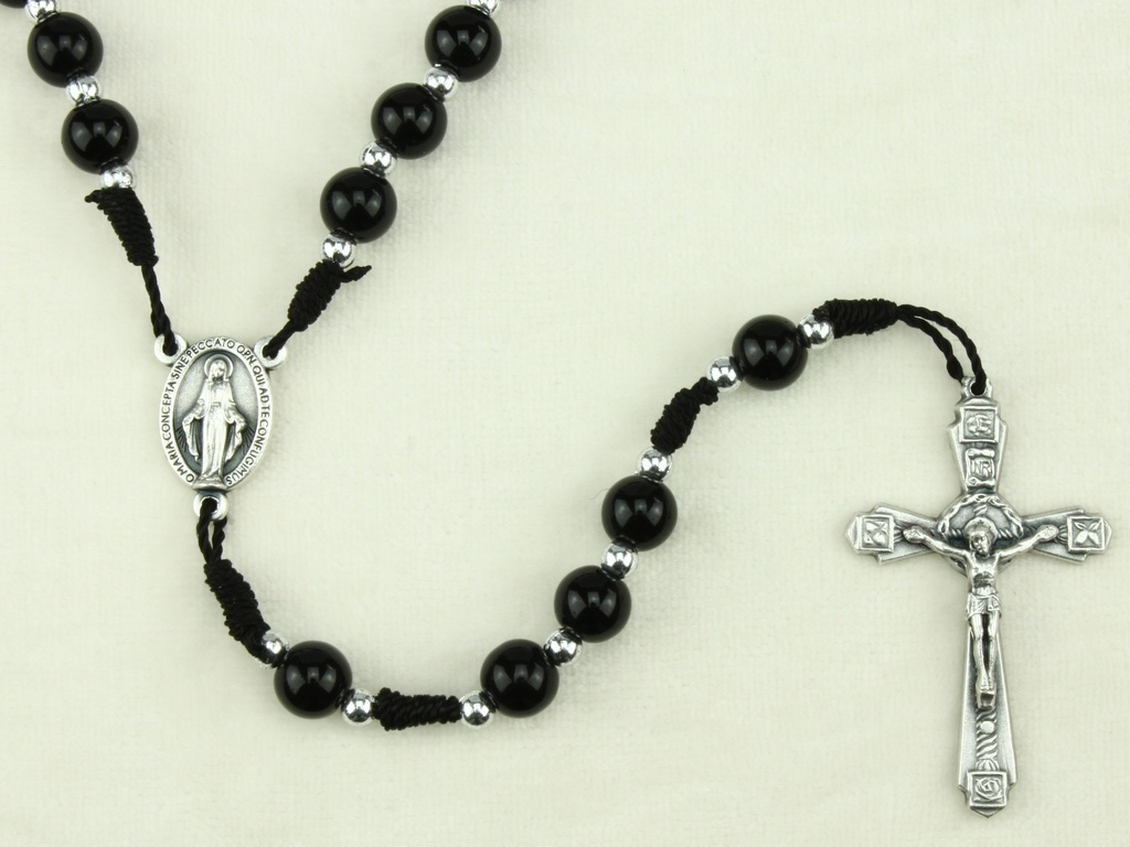 Rozenkrans glas/op koord - zwart (⌀ 8mm)