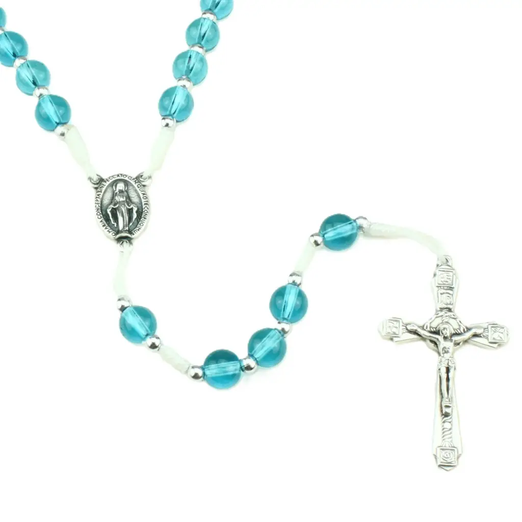 Rozenkrans glas/op koord - blauw (⌀ 8mm)