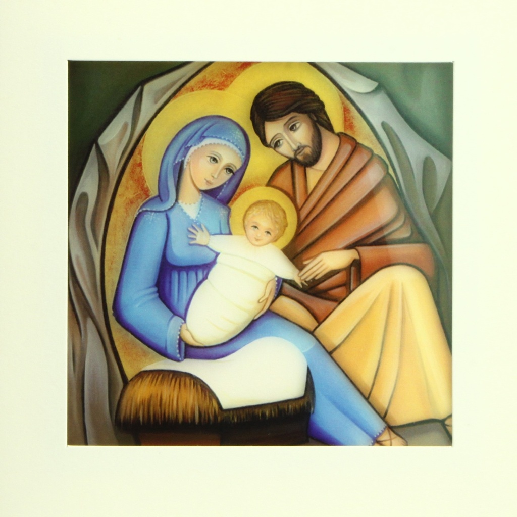 Kerstkaart/vitro-dubbel - Geboorte - cello+omslag (110x110mm)