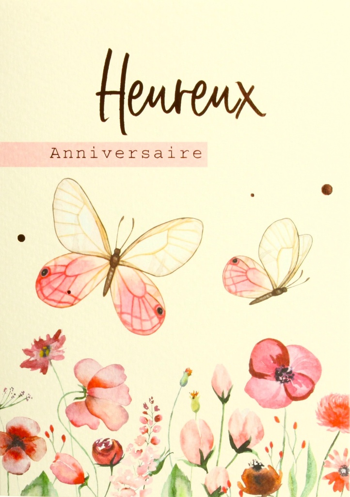 Carte double Heureux annivers - 12x17cm/cello+enveloppe