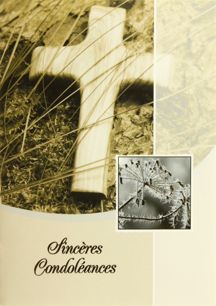 Dubbelkaart/omslag in cello - 12x17cm - Sincères Condoléances